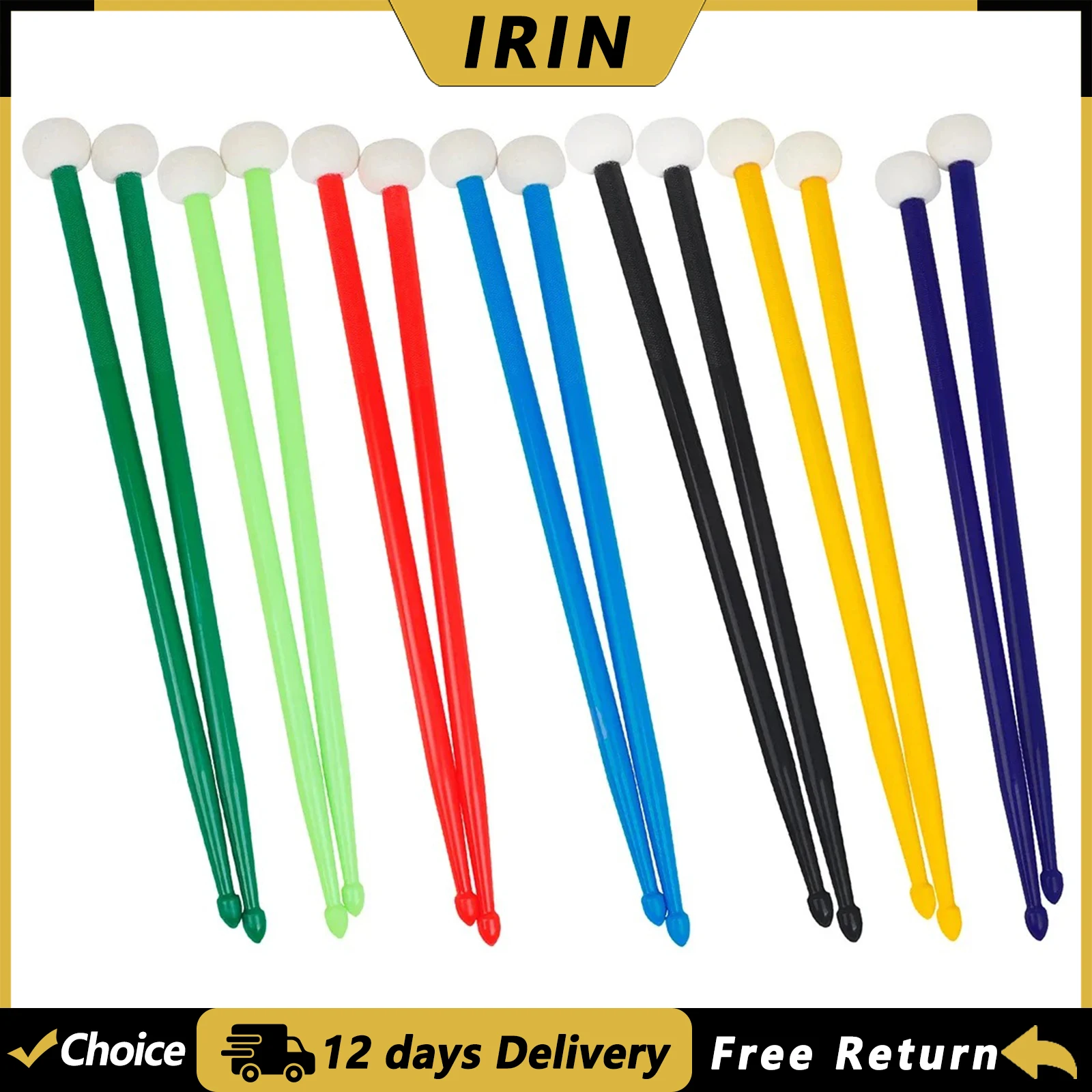 IRIN Drumsticks Nylon Material Dual Heads Drum Sticks Colourful Jazz Music Tools Percussion Instrument Parts & Accessories
IRIN Drumsticks Nylon Material Dual Heads Drum Sticks Colourful Jazz Music Tools Percussion Instrument Parts & Accessories