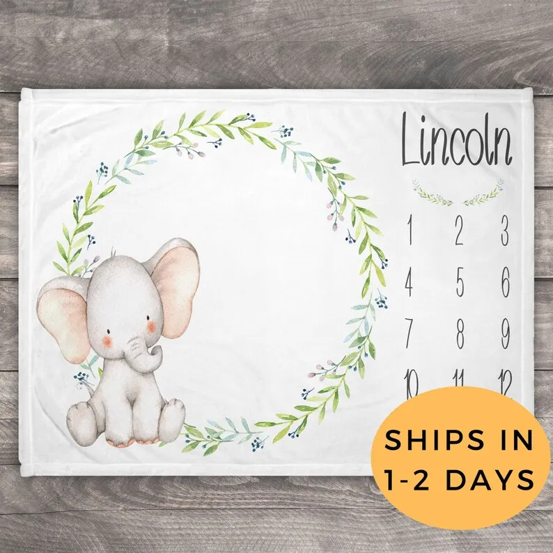 Elephant Milestone Blanket Boy, Personalized Baby Milestone Blanket, Customized Blanket, Elephant Nursery, Elephant Baby Shower,
Elephant Milestone Blanket Boy, Personalized Baby Milestone Blanket, Customized Blanket, Elephant Nursery, Elephant Baby Shower,