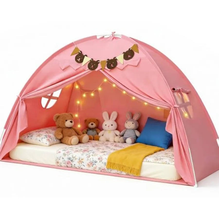 Pink Breathable Girls Bed Tent Canopy Sleeping Tent with Stars Light and Flags for Indoor Floor Play Privacy Space Dream Playho
Pink Breathable Girls Bed Tent Canopy Sleeping Tent with Stars Light and Flags for Indoor Floor Play Privacy Space Dream Playho