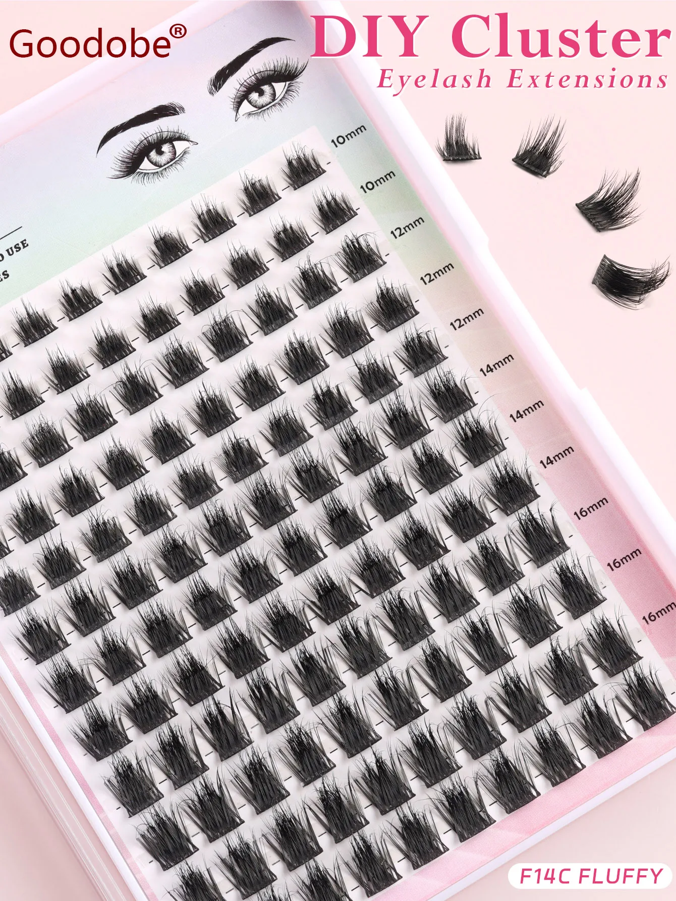 12Rows 120pcs F14 C/D/Fluffy DIY Cluster Lashes Individual Lashes Volume Mixed 10-16mm Faux Mink Lashes Eyelash Extension Makeup
12Rows 120pcs F14 C/D/Fluffy DIY Cluster Lashes Individual Lashes Volume Mixed 10-16mm Faux Mink Lashes Eyelash Extension Makeup