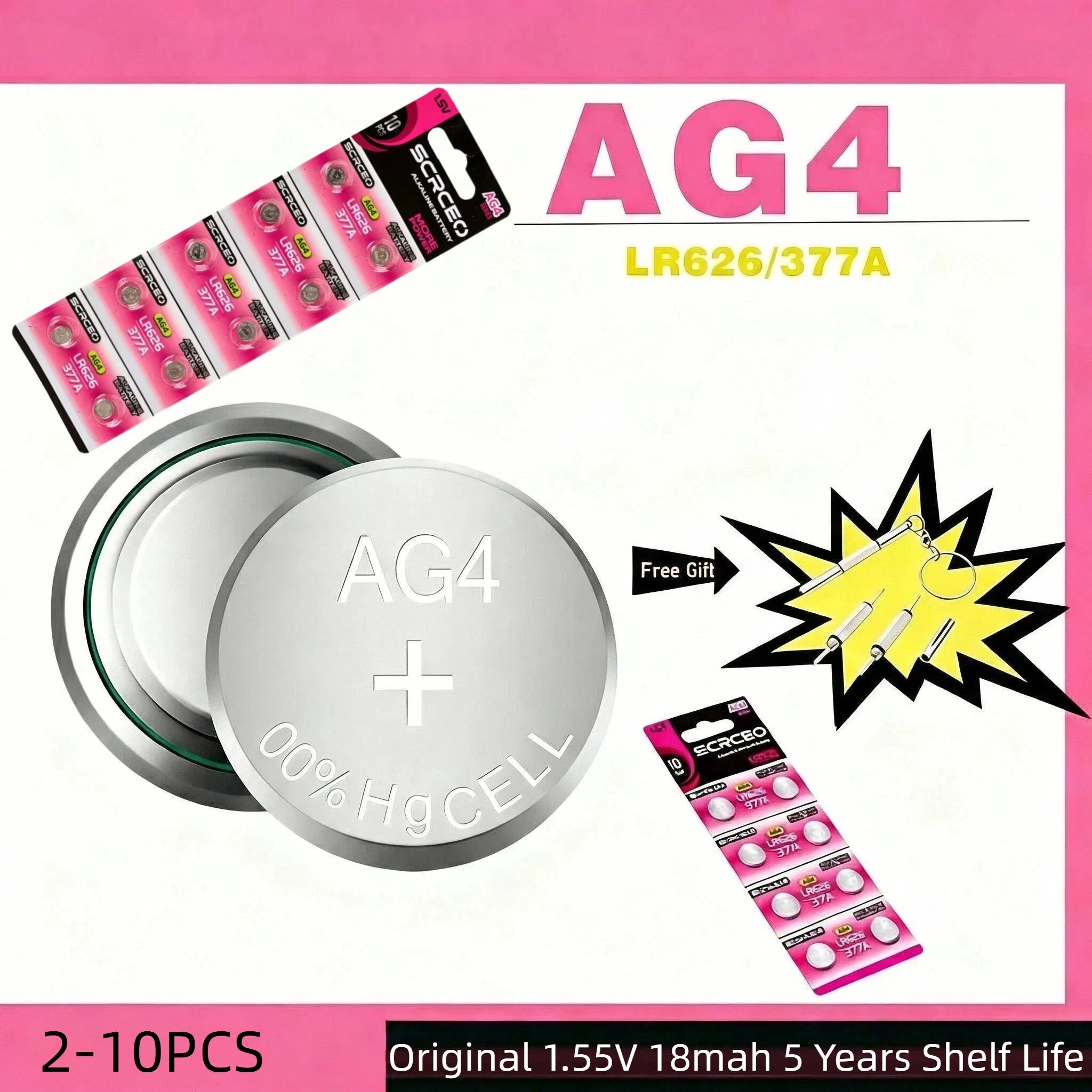 SR626SW AG4 Button Cell Battery 1.55V 2-10Pcs High Capacity 377 377S LR626 Equivalent for Watch Candle Lamp Replacement
SR626SW AG4 Button Cell Battery 1.55V 2-10Pcs High Capacity 377 377S LR626 Equivalent for Watch Candle Lamp Replacement