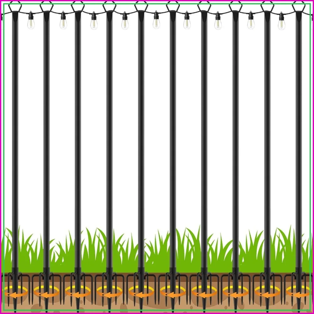 10 Pack 10FT String Light Poles, Heavy Duty Metal with Fork Base for Outdoor Patio, Garden, Wedding, Backyard, Deck Party
10 Pack 10FT String Light Poles, Heavy Duty Metal with Fork Base for Outdoor Patio, Garden, Wedding, Backyard, Deck Party