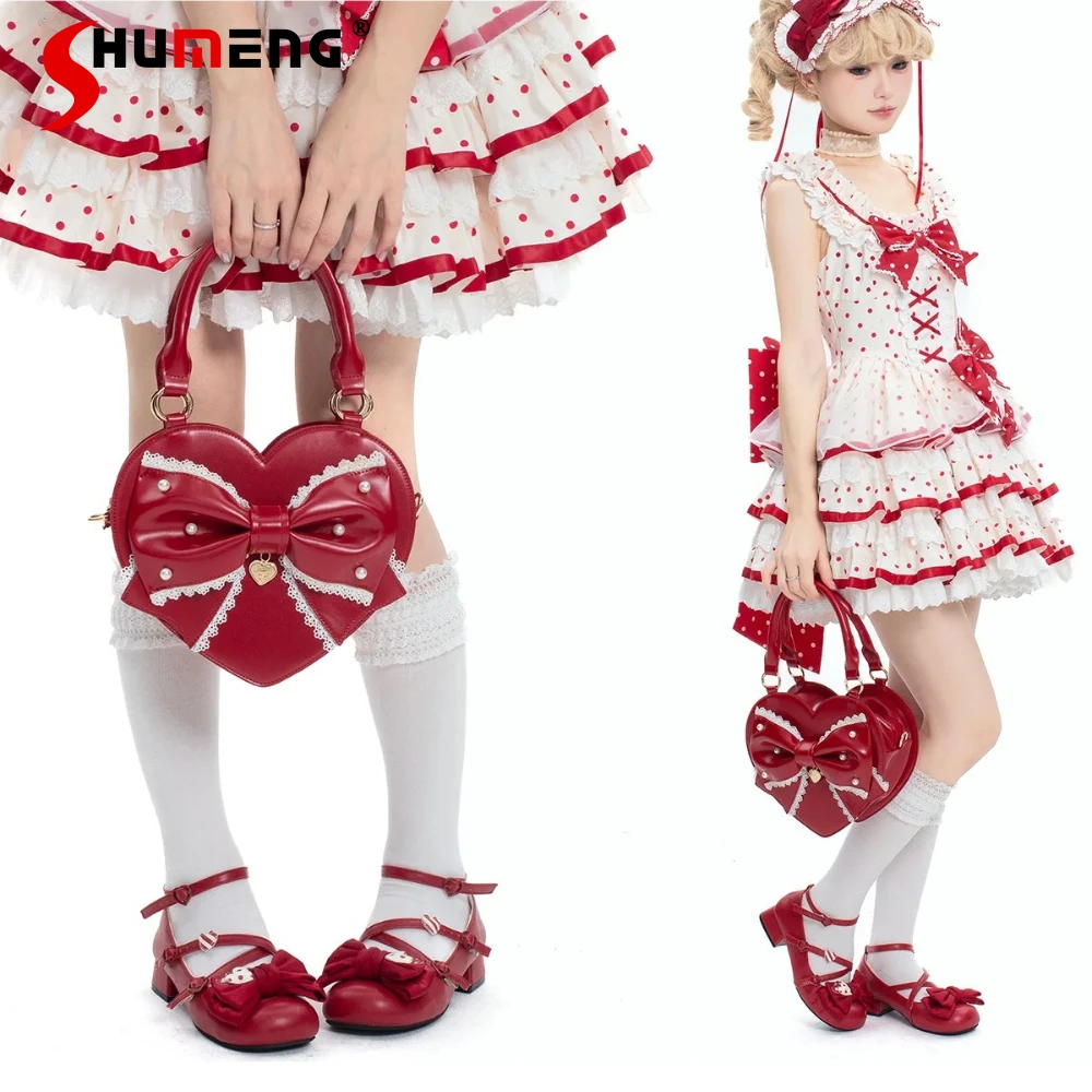 Original Japanese Sweet Cute Girl's Tote Bags Handbag Lace Bow Pearl Elegant Princess Kawaii Lolita Small Heart Bag Backpacks
Original Japanese Sweet Cute Girl's Tote Bags Handbag Lace Bow Pearl Elegant Princess Kawaii Lolita Small Heart Bag Backpacks
