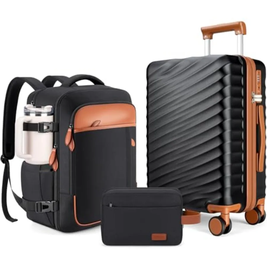 3 Pcs Luggage Set with Travel Backpack, 20" PC Hardside Suitcase with Spinner Wheels, Flight Approved Carry On Luggage with YKK
3 Pcs Luggage Set with Travel Backpack, 20" PC Hardside Suitcase with Spinner Wheels, Flight Approved Carry On Luggage with YKK