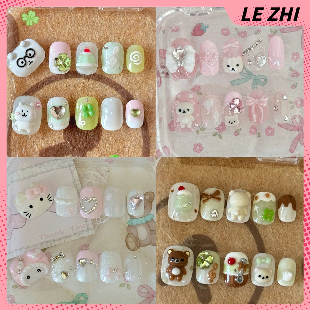 10Pcs Sanrio Kuromi Rilakkuma Sweet Hello Kitty Press On Nail Cartoon Short Square Kawaii Pearl Love Diamond Nails Holiday Gift
10Pcs Sanrio Kuromi Rilakkuma Sweet Hello Kitty Press On Nail Cartoon Short Square Kawaii Pearl Love Diamond Nails Holiday Gift