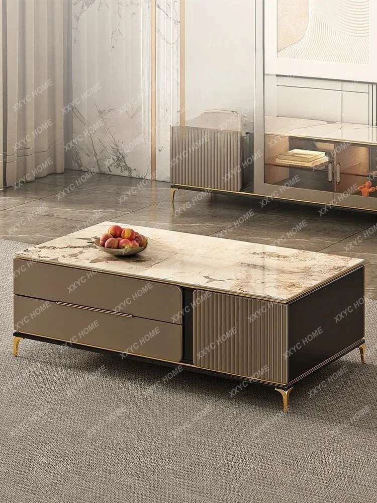 Light luxury coffee table high-end modern living room size apartment new rock slab coffee table
Light luxury coffee table high-end modern living room size apartment new rock slab coffee table