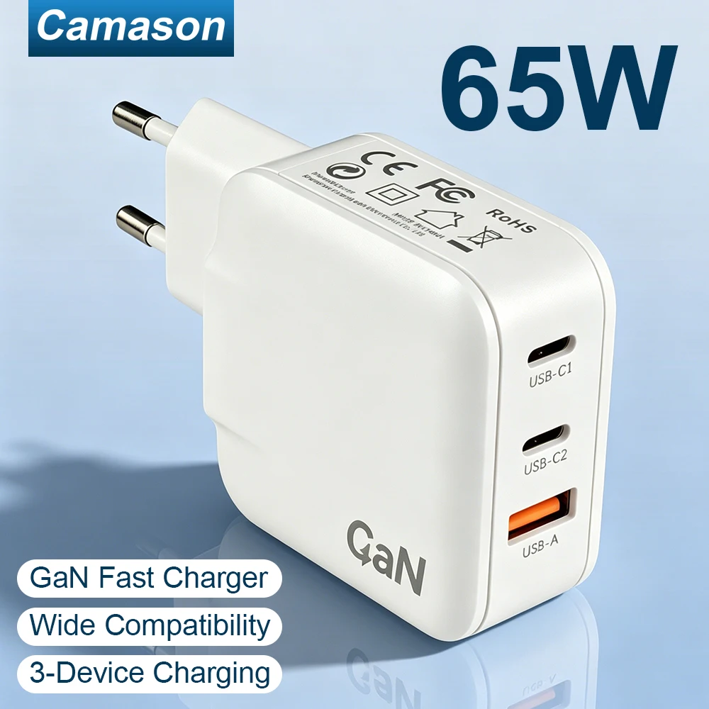Camason 65W GaN Fast Charger USB C PD 3.0 Wall Charger for Phone iPhone 17 16 15 14 13 12 Samsung Xiaomi MacBook iPad Tablets
Camason 65W GaN Fast Charger USB C PD 3.0 Wall Charger for Phone iPhone 17 16 15 14 13 12 Samsung Xiaomi MacBook iPad Tablets