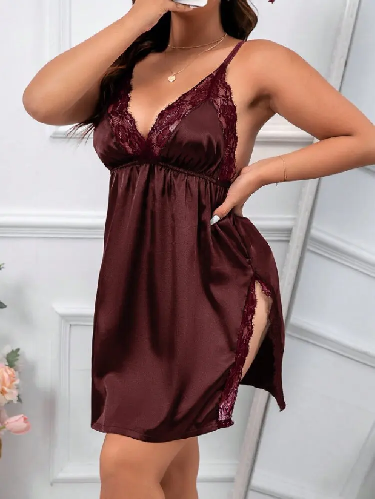 Women's Plus Size Sexy Mature Lace Splicing Cami Dress
Women's Plus Size Sexy Mature Lace Splicing Cami Dress