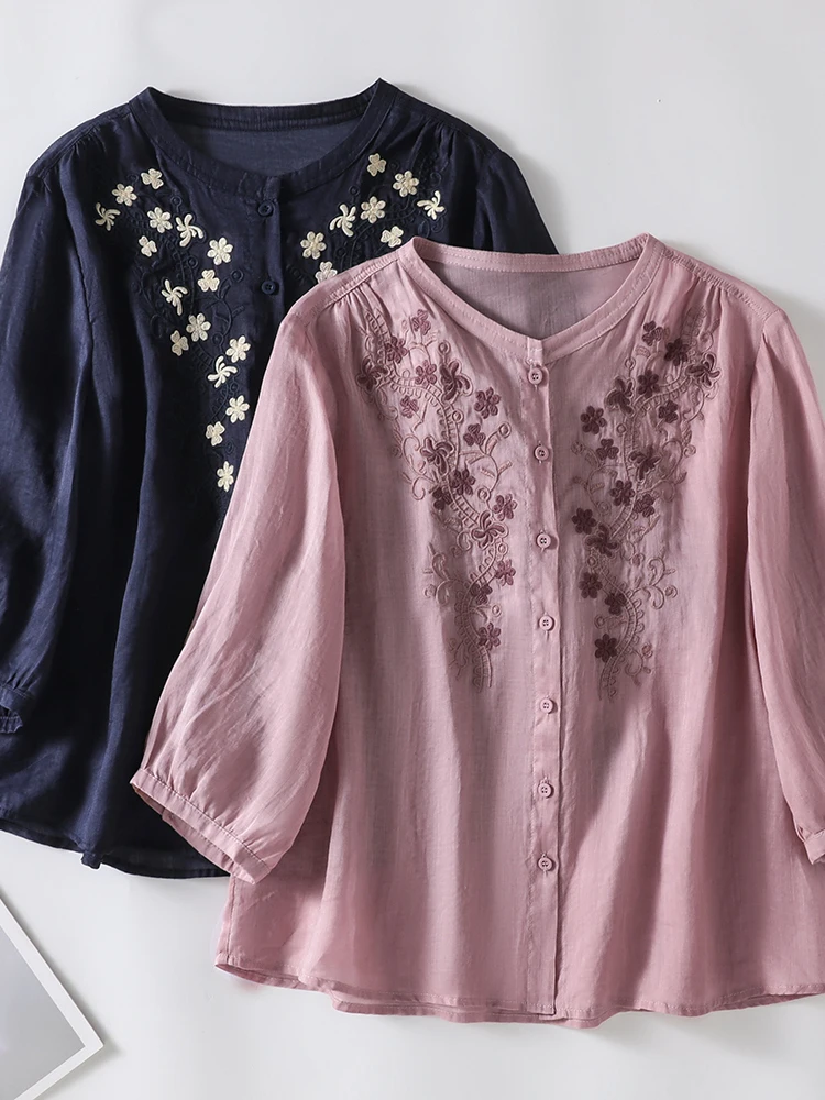 Authentic Heavy Embroidery Shirt Casual Loose Slimming Top for Women Polyester Cotton Blend Summer New Style Outdoor Wear
Authentic Heavy Embroidery Shirt Casual Loose Slimming Top for Women Polyester Cotton Blend Summer New Style Outdoor Wear