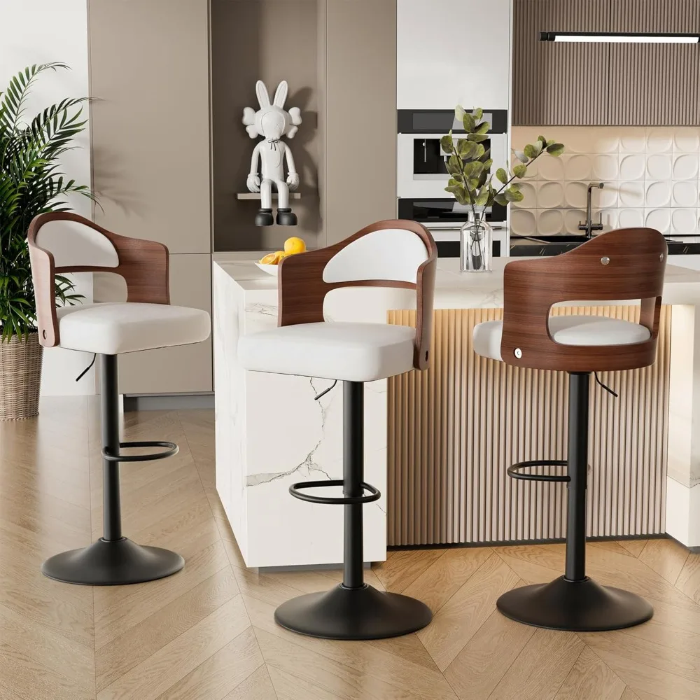 Swivel Bar Stools Set of 3, Wooden Upholstered PU Leather Barstools with Back & Footrest,Seat Adjustable Height 24.5-33.5IN,Coun
Swivel Bar Stools Set of 3, Wooden Upholstered PU Leather Barstools with Back & Footrest,Seat Adjustable Height 24.5-33.5IN,Coun