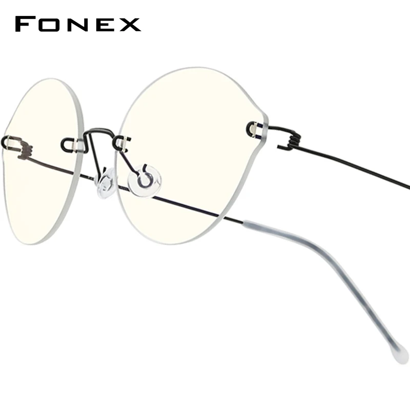 FONEX Titanium Alloy Anti Blue Light Blocking Glasses Men Women Rimless Retro Round Eyeglasses with Nylon Lens AB011
FONEX Titanium Alloy Anti Blue Light Blocking Glasses Men Women Rimless Retro Round Eyeglasses with Nylon Lens AB011