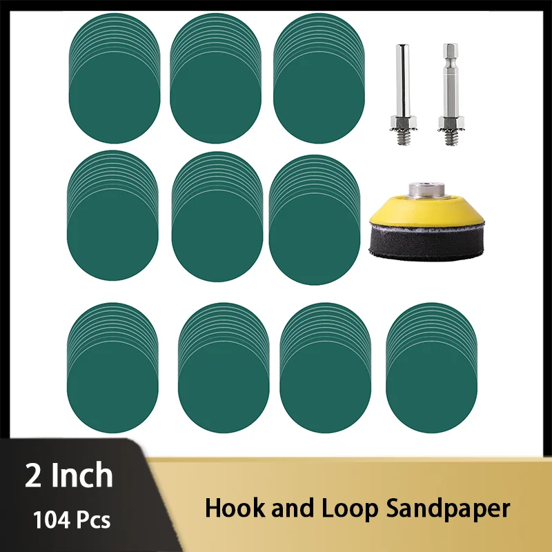 2 Inch 50MM Hook and Loop Sanding Disc 104Pcs Drill Bit Sander Attachment Assorted 60-3000grit for Die Grinder Rotary Tools
2 Inch 50MM Hook and Loop Sanding Disc 104Pcs Drill Bit Sander Attachment Assorted 60-3000grit for Die Grinder Rotary Tools