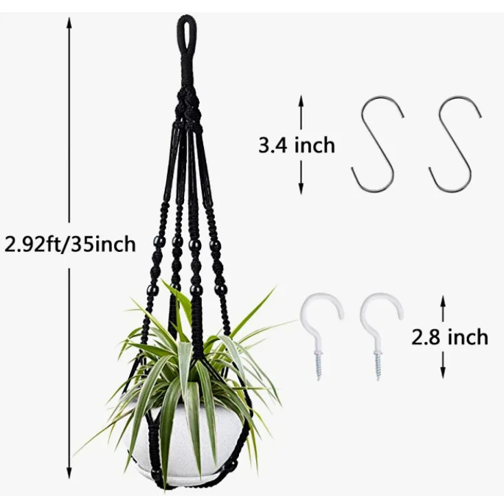 Handmade Macrame Plant Hanger 2 Pack Cotton Rope Hanging Planter Basket with Beads for Indoor Outdoor Home Balcony Decor
Handmade Macrame Plant Hanger 2 Pack Cotton Rope Hanging Planter Basket with Beads for Indoor Outdoor Home Balcony Decor