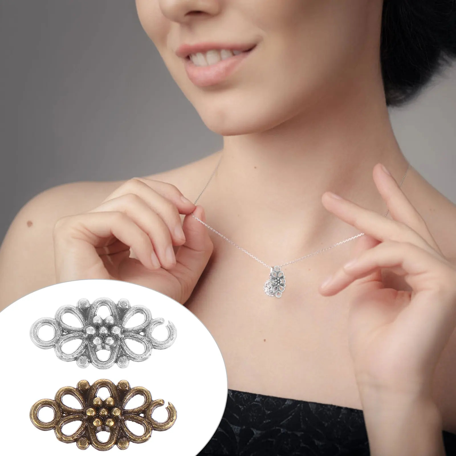 100 Pcs Retro Pendant Decoration Jewelry Connector Charms for Making Flower Button Floral Alloy Necklace Rose Bud Pendants
100 Pcs Retro Pendant Decoration Jewelry Connector Charms for Making Flower Button Floral Alloy Necklace Rose Bud Pendants