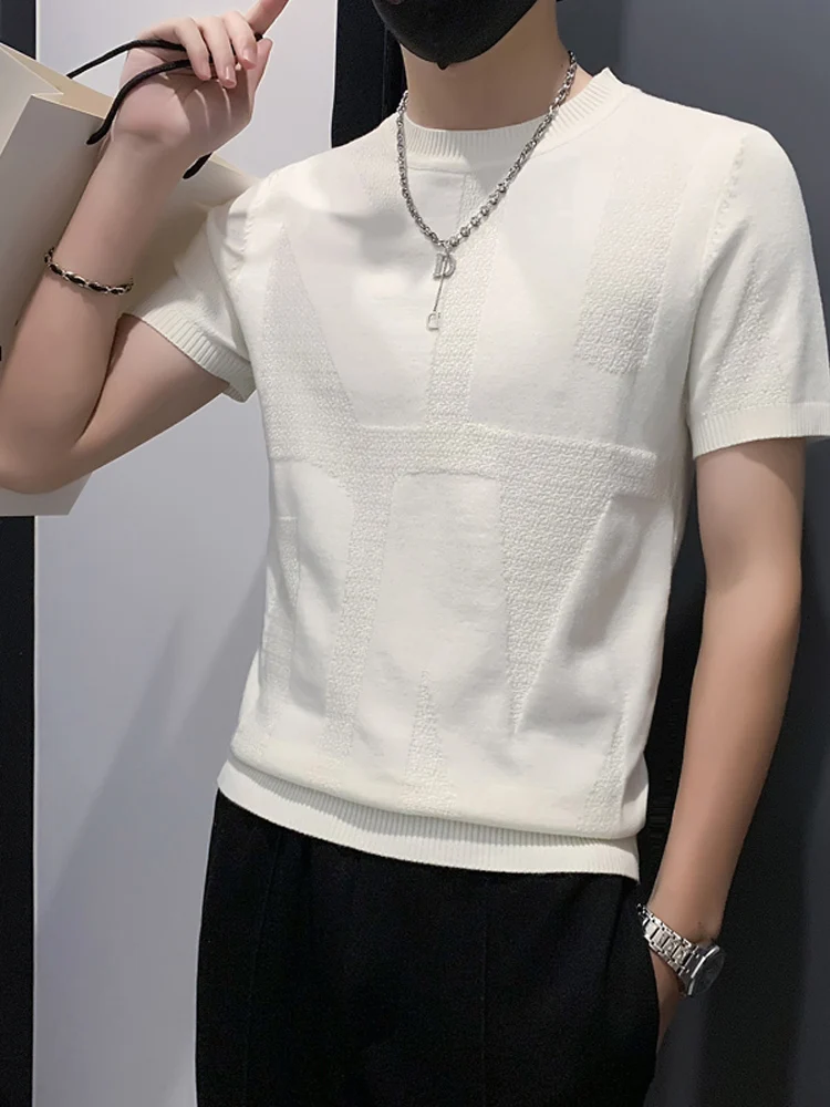 White Knitted Summer Suit Inner Wear T-Shirt Men's Short Sleeve Half Sleeve round Neck Embroidered Base Shirt Fashionable You...
White Knitted Summer Suit Inner Wear T-Shirt Men's Short Sleeve Half Sleeve round Neck Embroidered Base Shirt Fashionable You...