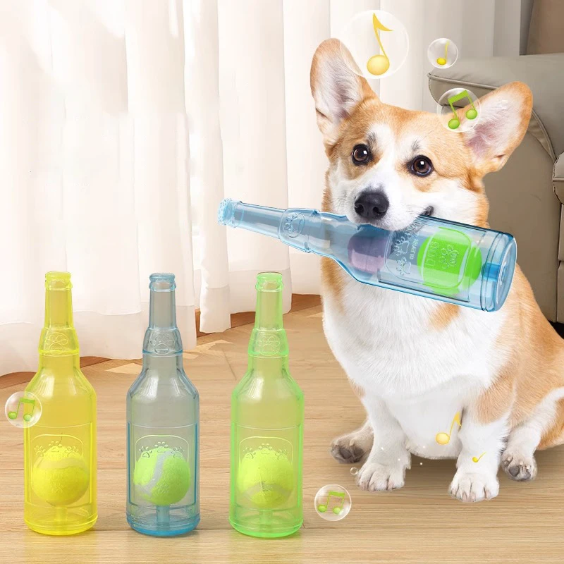 Pet Chew Toy TPR Bite-resistance Beer Bottle with Tennis Ball Toy Puppy Teeth Grinding dog Chewing Squeaky Interactive Toys
Pet Chew Toy TPR Bite-resistance Beer Bottle with Tennis Ball Toy Puppy Teeth Grinding dog Chewing Squeaky Interactive Toys