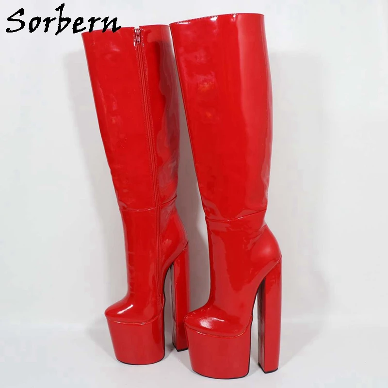 Sorbern 20Cm Block High Heel Boots Women 5Cm Platform High Arch Knee High Red Shiny Custom Calf or Slim Leg Fit
Sorbern 20Cm Block High Heel Boots Women 5Cm Platform High Arch Knee High Red Shiny Custom Calf or Slim Leg Fit