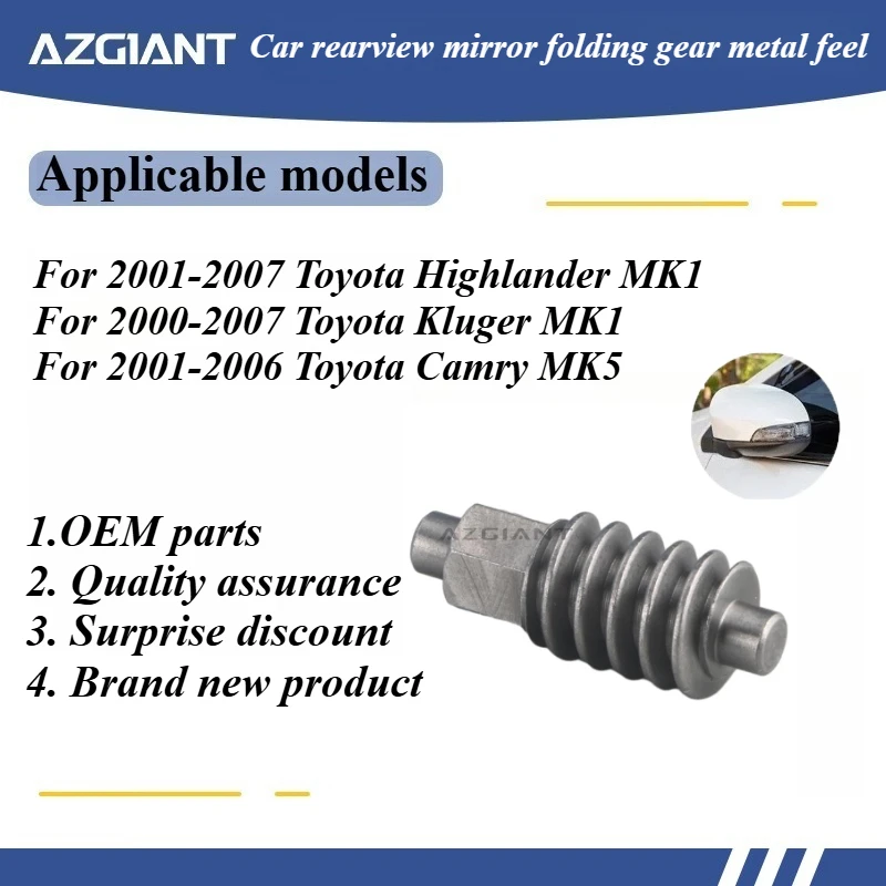 AZGIANT Car outside rearview mirror folding metal rod for 2001-2006 Toyota Camry MK5/Kluger MK1/Highlander MK1 new parts OEM
AZGIANT Car outside rearview mirror folding metal rod for 2001-2006 Toyota Camry MK5/Kluger MK1/Highlander MK1 new parts OEM