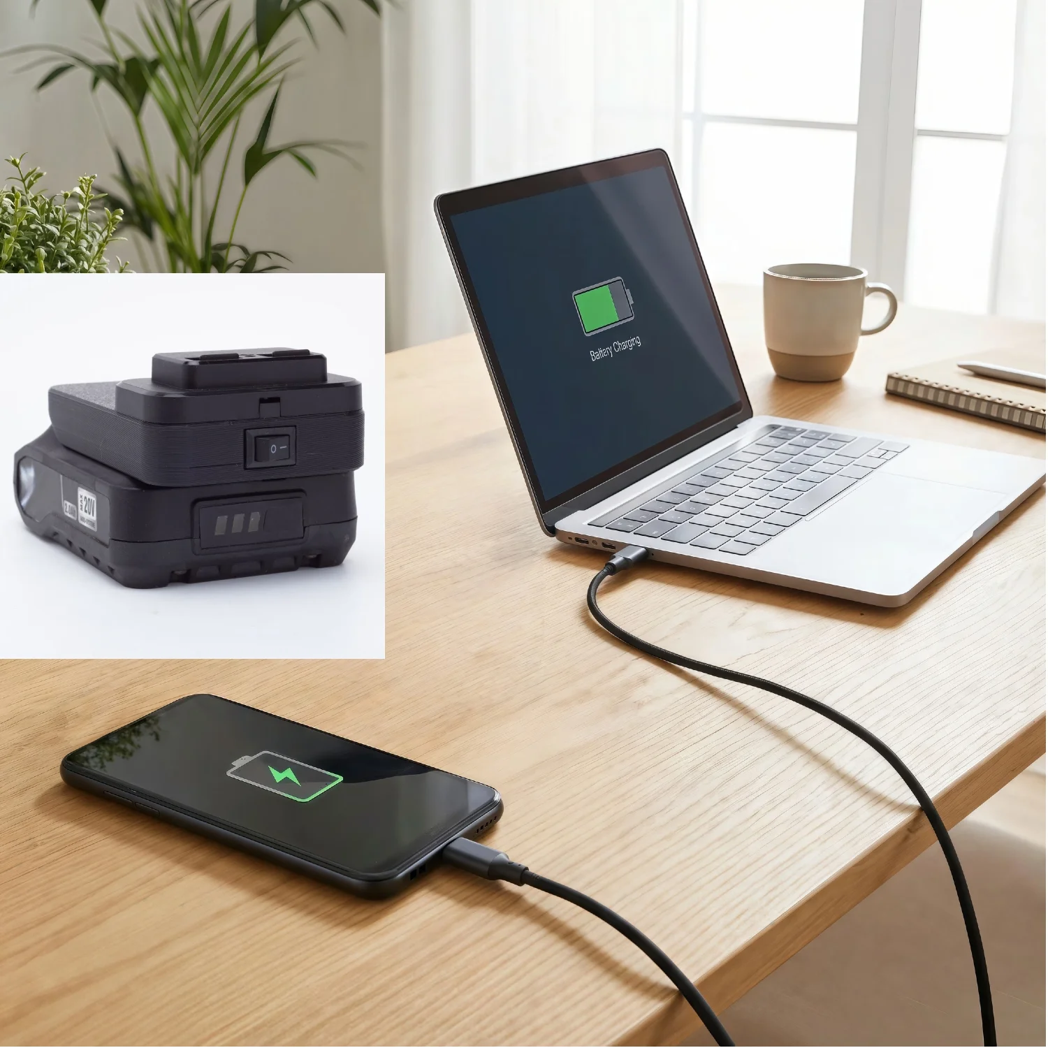 Portable Mobile Power Bank for Aldi Ferrex 20V Active Energy Lithium Battery W/USB Type-C Output Holder Fast Charging
Portable Mobile Power Bank for Aldi Ferrex 20V Active Energy Lithium Battery W/USB Type-C Output Holder Fast Charging