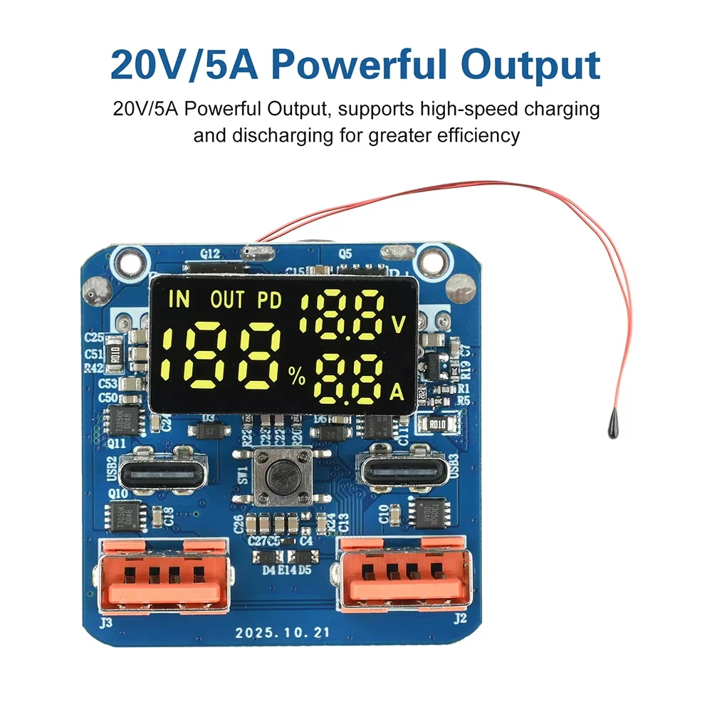 4S PD 100W Charge/Discharge Integrated Buck-Boost Module 20V 5A High-Power Output Lithium Battery Bidirectional Fast Charging
4S PD 100W Charge/Discharge Integrated Buck-Boost Module 20V 5A High-Power Output Lithium Battery Bidirectional Fast Charging