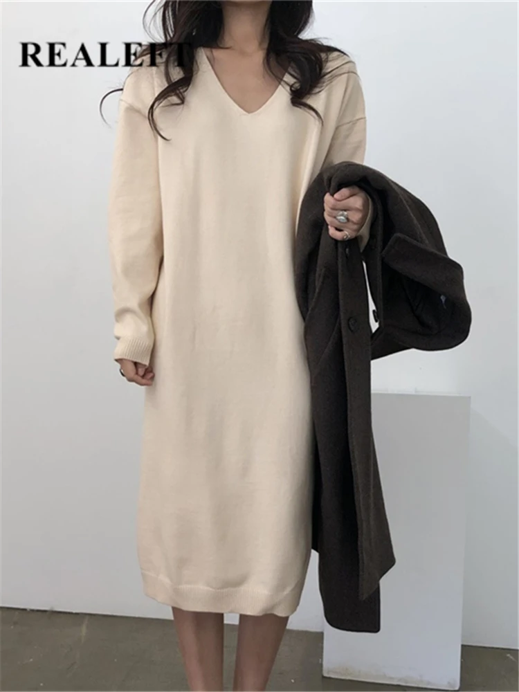 REALEFT Autumn Winter 2023 New Loose Oversize Dresses Female V-Neck Straight Sweater Dresses Long Sleeve Knitted Womens Dresses
REALEFT Autumn Winter 2023 New Loose Oversize Dresses Female V-Neck Straight Sweater Dresses Long Sleeve Knitted Womens Dresses