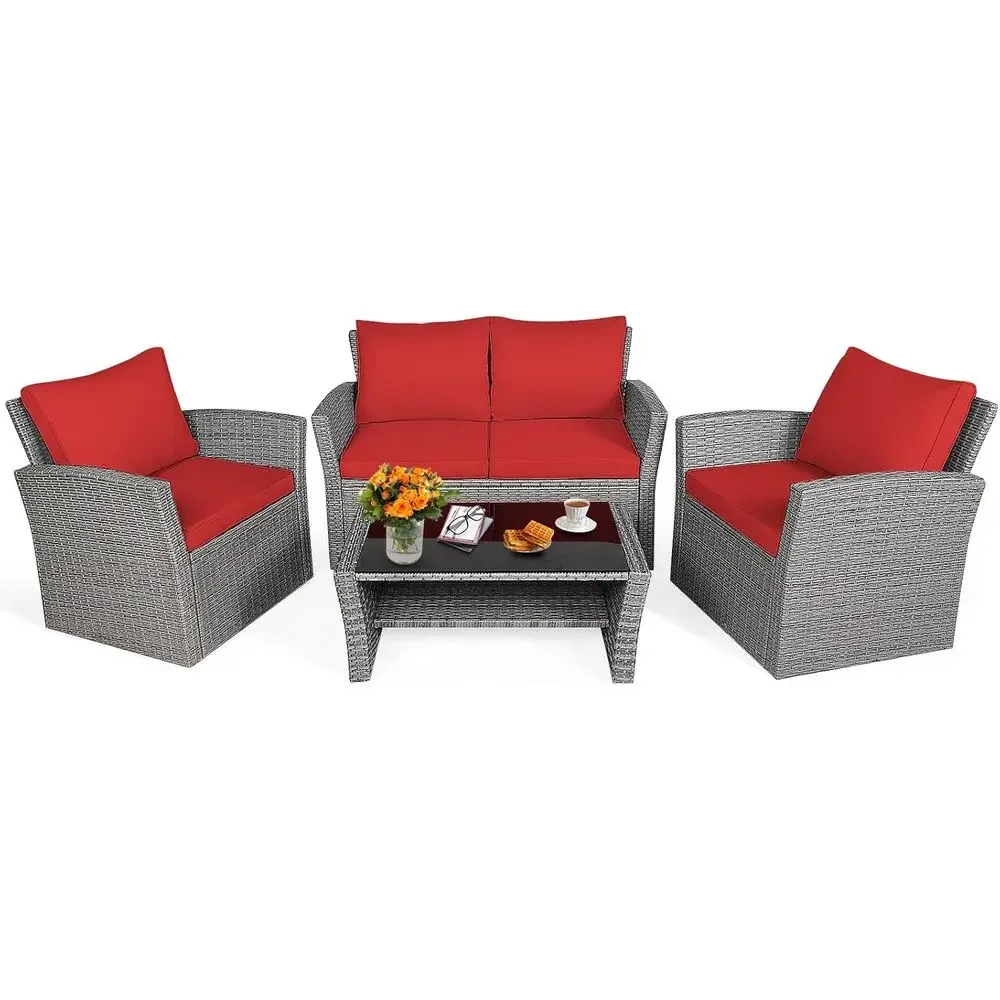 All-Weather Outdoor Sectional Rattan Sofa Set with Cushions and Tempered Glass Table for Patio, Garden, or Poolside
All-Weather Outdoor Sectional Rattan Sofa Set with Cushions and Tempered Glass Table for Patio, Garden, or Poolside