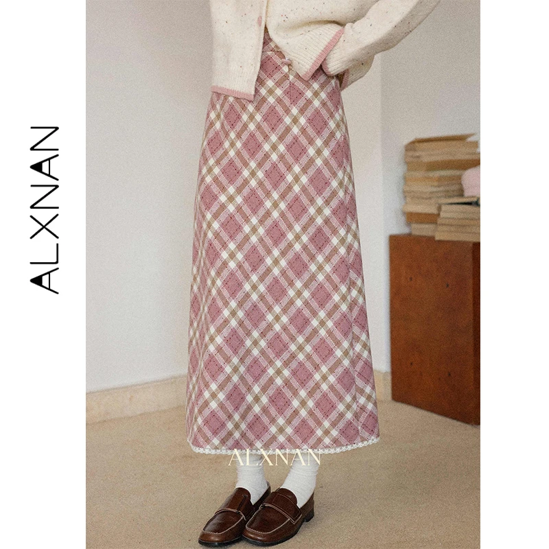 ALXNAN Pink Plaid Skirt Women's Sweet Straight A-line Hem Lace Trim Midi Skirt New Autumn Winter Elegant Female Clothing L59528
ALXNAN Pink Plaid Skirt Women's Sweet Straight A-line Hem Lace Trim Midi Skirt New Autumn Winter Elegant Female Clothing L59528