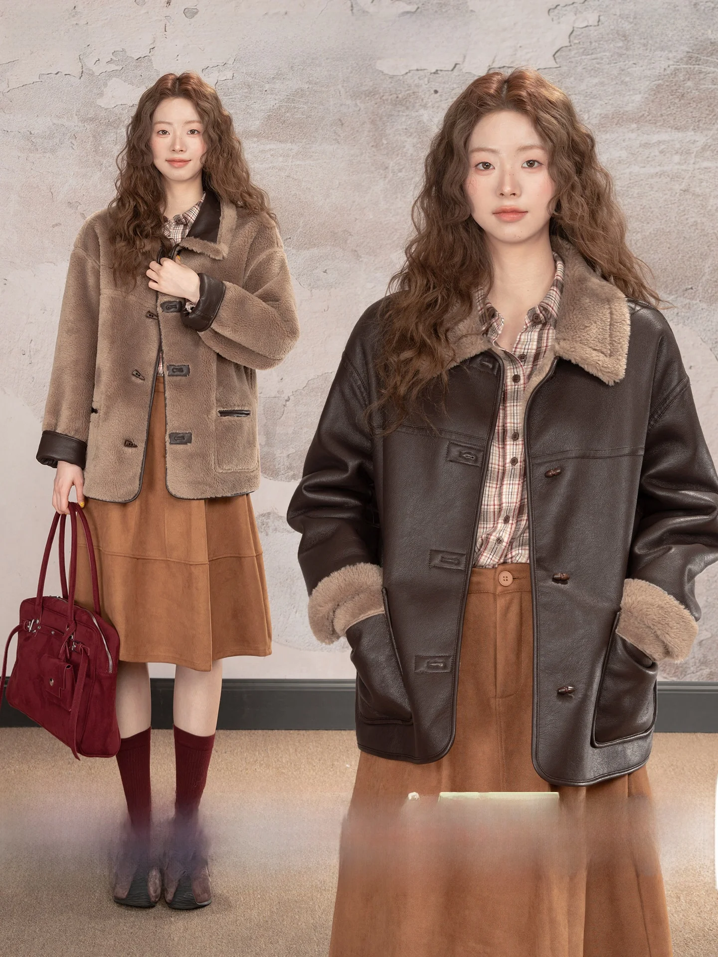 Loveheynew Double-Sided Wear Faux Fur Collar Leather And Fur Jaet Women's Winter Vintage Warm Coat ort Outerwear
Loveheynew Double-Sided Wear Faux Fur Collar Leather And Fur Jaet Women's Winter Vintage Warm Coat ort Outerwear