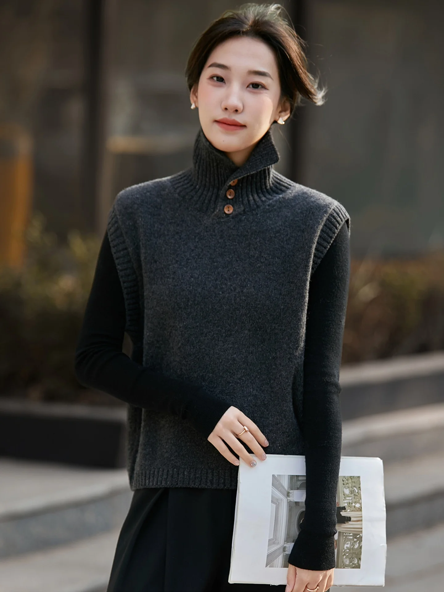 Winter High Collar Camere Color Vest Versatile Svel Simple Casual Faion Layering Comfortable Women's Jaet
Winter High Collar Camere Color Vest Versatile Svel Simple Casual Faion Layering Comfortable Women's Jaet