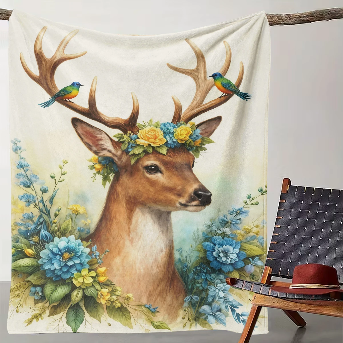 1 Watercolor Floral Deer and Bird Blanket Artistic Flower Animal Flannel Blanket
1 Watercolor Floral Deer and Bird Blanket Artistic Flower Animal Flannel Blanket