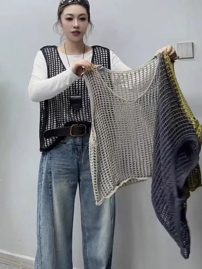 Slimming round Neck Pullover Hollow out Fishing Net Vest Knitted Sweater Versatile Women's Top Fashionable Chinese Brandless ...
Slimming round Neck Pullover Hollow out Fishing Net Vest Knitted Sweater Versatile Women's Top Fashionable Chinese Brandless ...