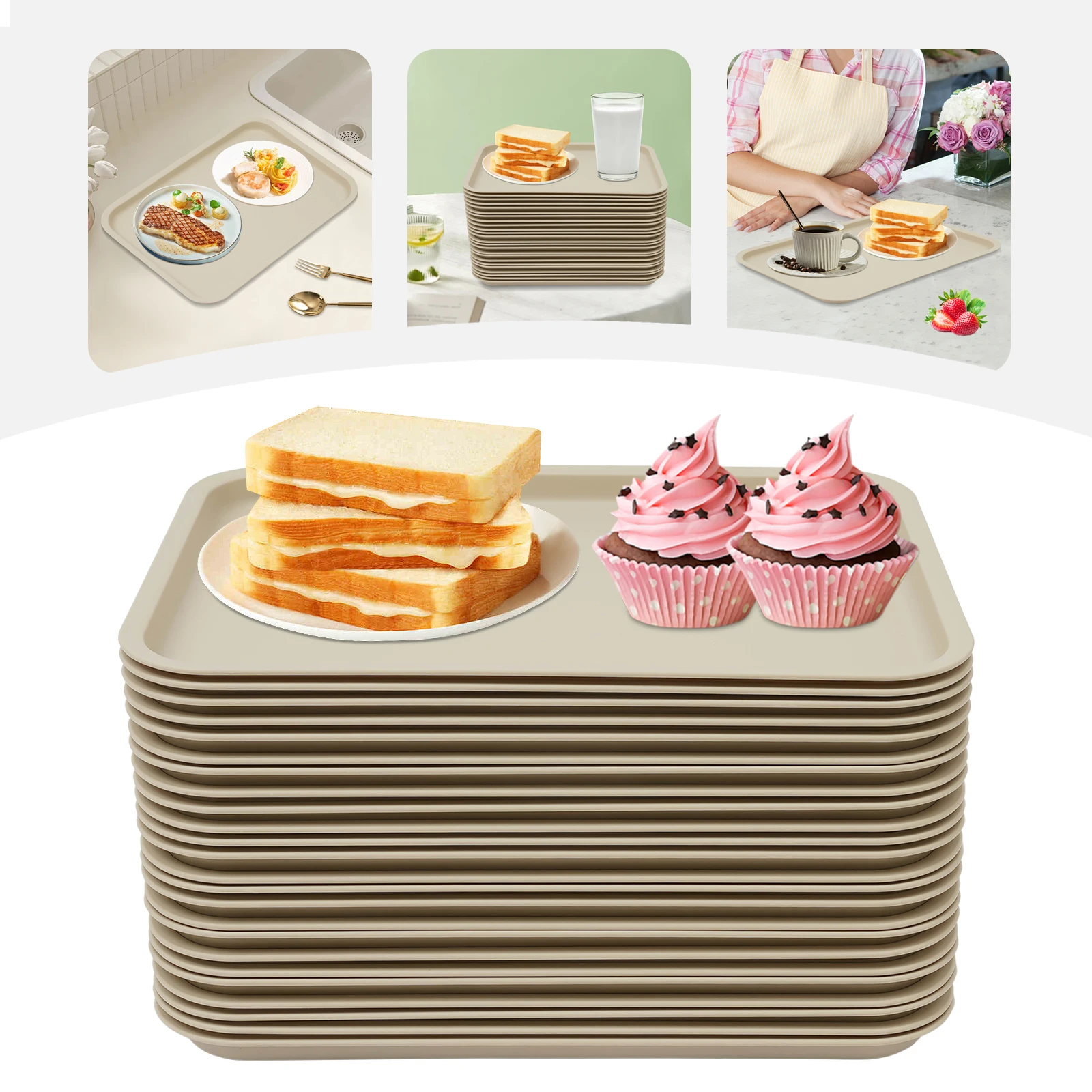 24PCS Rectangular Serving Tray Fast-Food-Tabletts 36*27cm Khaki Tea Cup Food Trays Storage For Home Hotels Restaurants Canteens
24PCS Rectangular Serving Tray Fast-Food-Tabletts 36*27cm Khaki Tea Cup Food Trays Storage For Home Hotels Restaurants Canteens