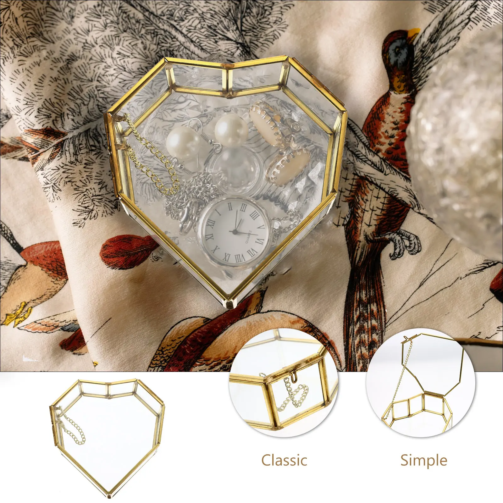 Golden Glass Heart Jewelry Box with Brass Trim Clear Elegant Display Box for Rings Earrings Necklace Storage Wedding Valentine
Golden Glass Heart Jewelry Box with Brass Trim Clear Elegant Display Box for Rings Earrings Necklace Storage Wedding Valentine
