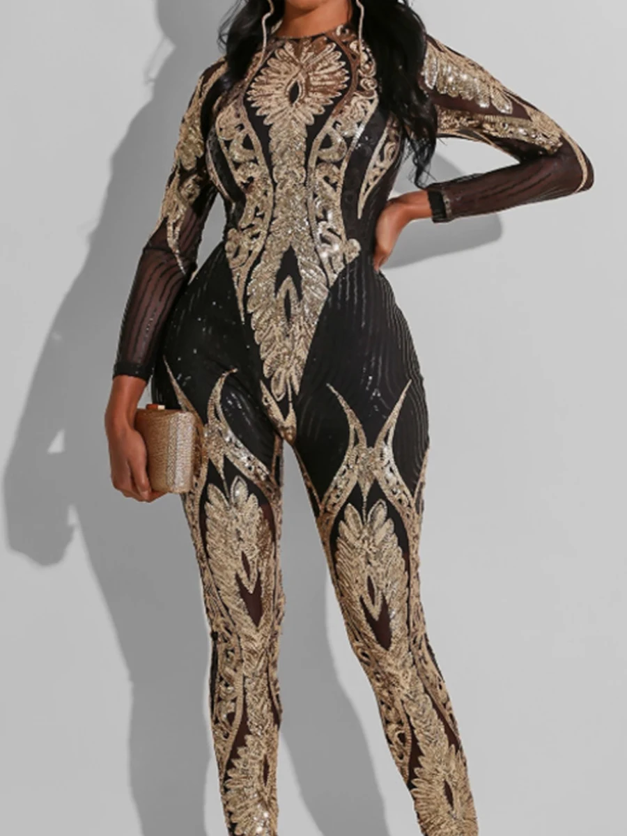 Sexy Sheer Mesh Patchwork Sequin Decor Bodycon Jumpsuit
Sexy Sheer Mesh Patchwork Sequin Decor Bodycon Jumpsuit