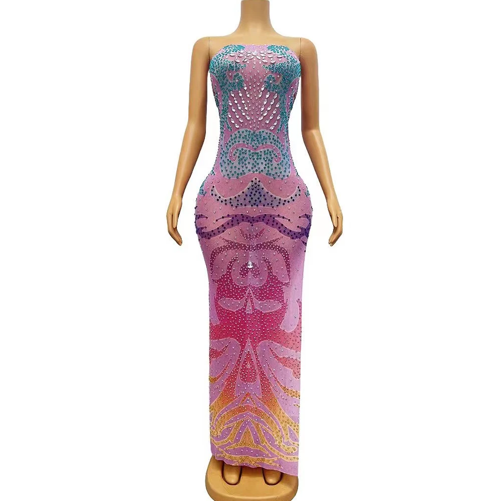 Sexy Stage Blue Pink Rhinestones Crystals Sleeveless Dress Stretch Outfit Dance Stage Show Nightclub Costume Party Wear
Sexy Stage Blue Pink Rhinestones Crystals Sleeveless Dress Stretch Outfit Dance Stage Show Nightclub Costume Party Wear