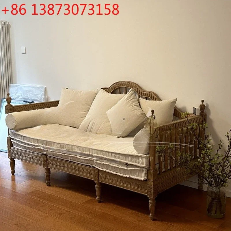American high-end solid wood retro old three-person sofa French simple small apartment log sofa bed can be customized
American high-end solid wood retro old three-person sofa French simple small apartment log sofa bed can be customized