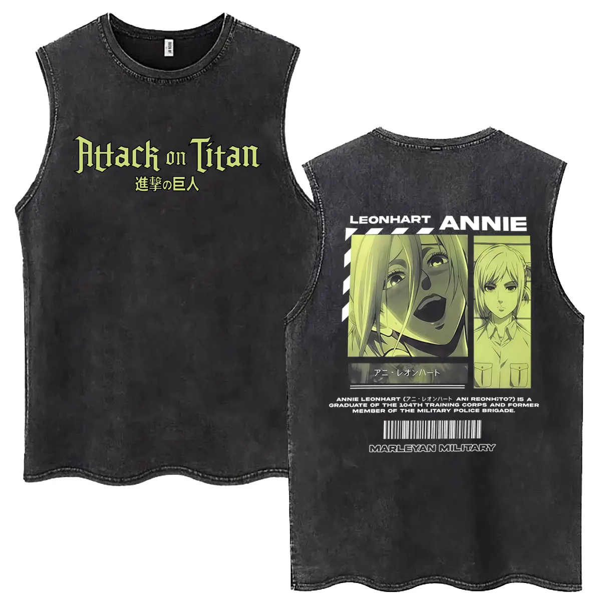 Anime Attack on Titan Annie Leonhart Vintage Washed Tank Tops Men's Women Manga Oversized Sleeveless T Shirts Cartoon Streetwear
Anime Attack on Titan Annie Leonhart Vintage Washed Tank Tops Men's Women Manga Oversized Sleeveless T Shirts Cartoon Streetwear