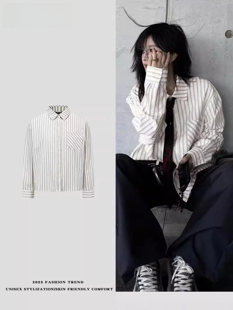 High Quality Bubble Shirt Casual Shoulder Length Long Sleeve Striped American Lazy Style Fashionable Urban Youth Polyester Fiber
High Quality Bubble Shirt Casual Shoulder Length Long Sleeve Striped American Lazy Style Fashionable Urban Youth Polyester Fiber