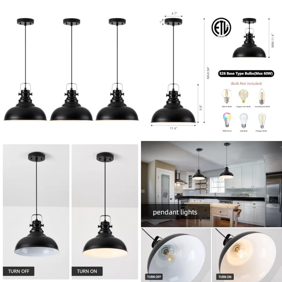 Industrial Pendant Light Fixture, Farmhouse Decor Adjustable Metal Hanging Lamp, Vintage Pendant Lighting for Kitchen Restauran
Industrial Pendant Light Fixture, Farmhouse Decor Adjustable Metal Hanging Lamp, Vintage Pendant Lighting for Kitchen Restauran