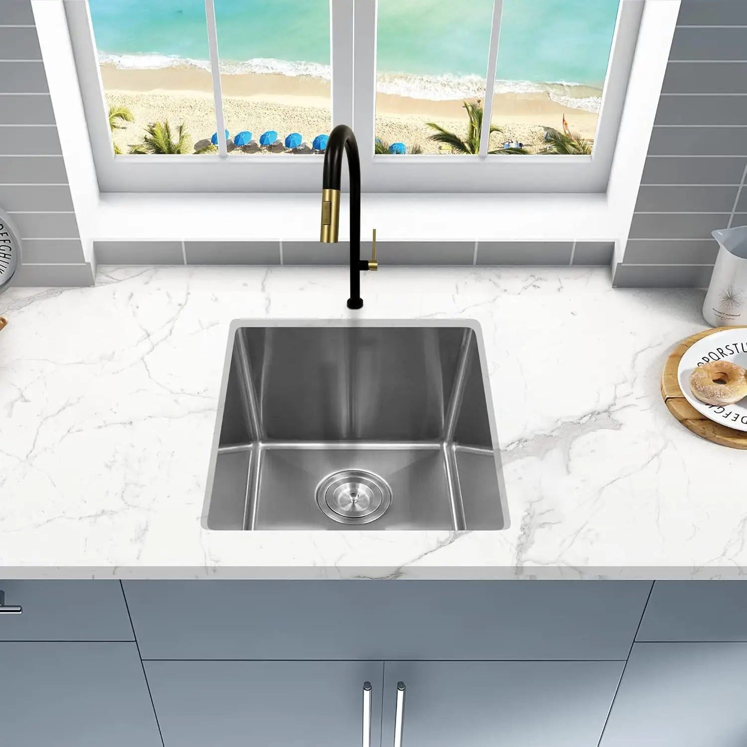 Stainless Steel Undermount Single Bowl Kitchen Sink Rust Resistant Sound and Heatproof Tight Radius Sinks Indoor Outdoor
Stainless Steel Undermount Single Bowl Kitchen Sink Rust Resistant Sound and Heatproof Tight Radius Sinks Indoor Outdoor