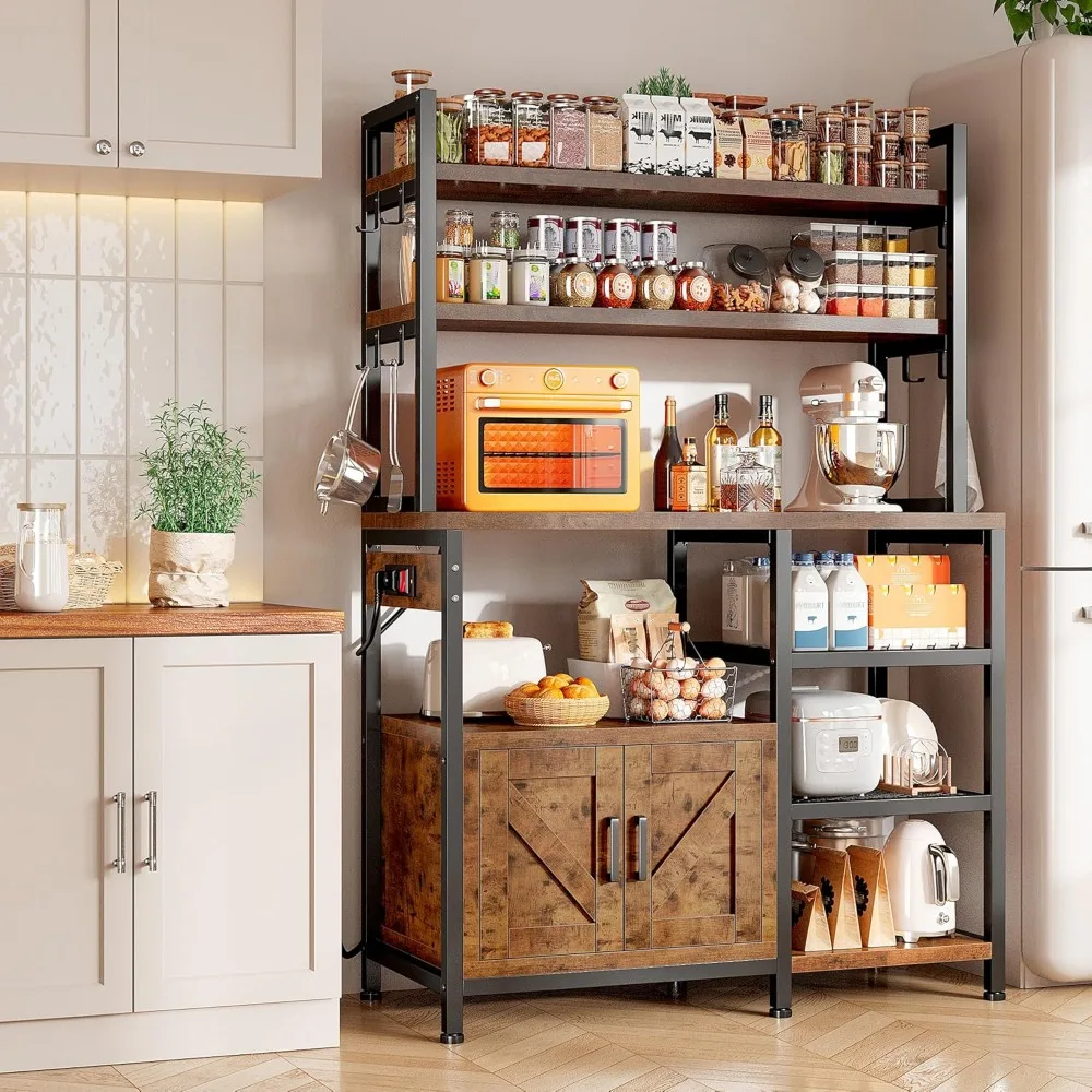 Bakers Rack with Power Outlet, Coffee Bar with Storage Cabinet, 6 Tier Microwave Stand, Kitchen Storage Shelf - Brand New
Bakers Rack with Power Outlet, Coffee Bar with Storage Cabinet, 6 Tier Microwave Stand, Kitchen Storage Shelf - Brand New