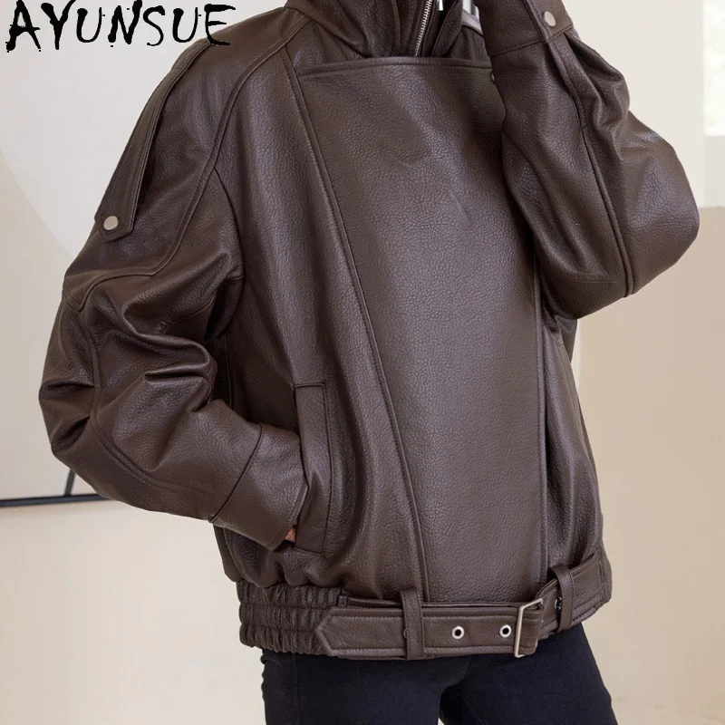 AYUNSUE 100% Real Leather Jacket Women Trendy Spring Autumn Clothes Natural Sheepskin Coat for Woman Belt Jaqueta De Couro
AYUNSUE 100% Real Leather Jacket Women Trendy Spring Autumn Clothes Natural Sheepskin Coat for Woman Belt Jaqueta De Couro