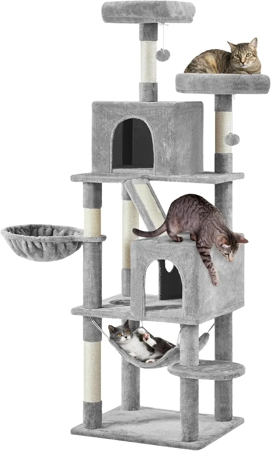 71.5in Cat Tower for Indoor Kittens, 2 Cozy Condos, 2 Padded Perches, Scratching Posts & Ramp, Hammock, Pet House Activity Center, Light Gray
71.5in Cat Tower for Indoor Kittens, 2 Cozy Condos, 2 Padded Perches, Scratching Posts & Ramp, Hammock, Pet House Activity Center, Light Gray