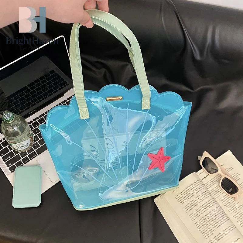 Korean Fashion PVC Shell Shoulder Bag Ins Style Girly Blue Transparent Handbag Female Waterproof Portable Tote Bags B.H
Korean Fashion PVC Shell Shoulder Bag Ins Style Girly Blue Transparent Handbag Female Waterproof Portable Tote Bags B.H