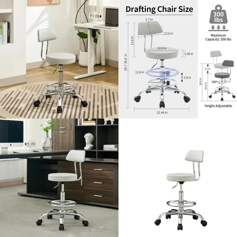Drafting Stool (Height Adjustable Office Chair with Footrest 19.5"-26.6")(Drum Stool with Back) Space Saving Tattoo Chair (Gray)
Drafting Stool (Height Adjustable Office Chair with Footrest 19.5"-26.6")(Drum Stool with Back) Space Saving Tattoo Chair (Gray)