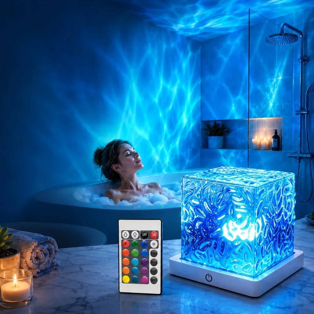 16 color options adjustable, with remote-controlled shower light and rotating flame water ripple effect, suitable for bathroom, bedroom, and Christmas decorations
16 color options adjustable, with remote-controlled shower light and rotating flame water ripple effect, suitable for bathroom, bedroom, and Christmas decorations