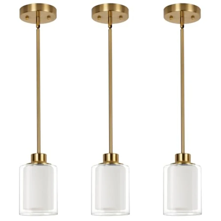 1-Light Mini Pendant Light Fixtures 3-Pack Modern Hanging Ceiling Lighting Adjustable Height Gold Pendant Lamp with Dual Glass
1-Light Mini Pendant Light Fixtures 3-Pack Modern Hanging Ceiling Lighting Adjustable Height Gold Pendant Lamp with Dual Glass