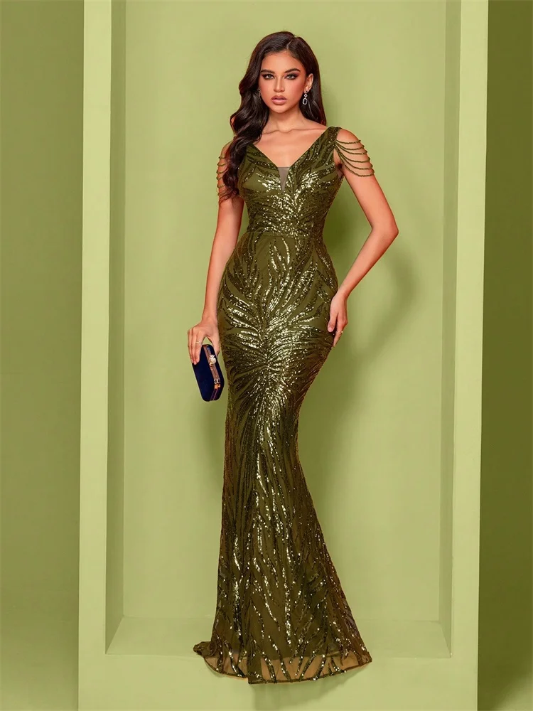 Elegant V-Neck Beading Sequin Evening Dress 2025 Long New Luxury Women Formal Mermaid Party Prom Cocktail Graduation Gowns
Elegant V-Neck Beading Sequin Evening Dress 2025 Long New Luxury Women Formal Mermaid Party Prom Cocktail Graduation Gowns
