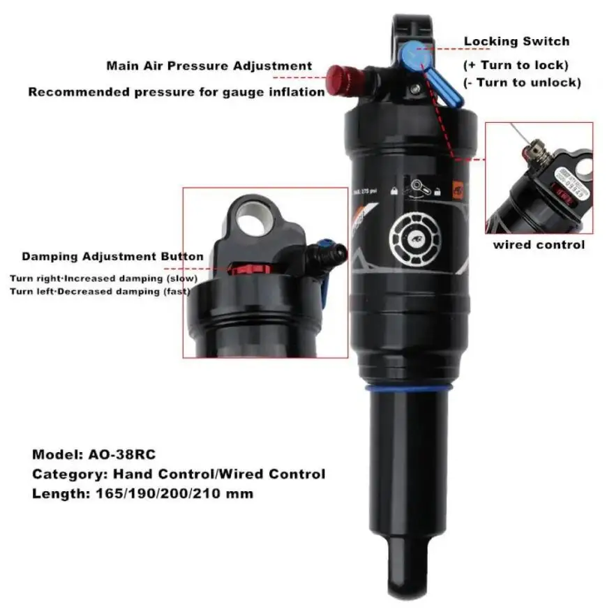 DNM AO-38RC Full Suspension Frame Adjustment For XC Mountain Bike Air Rear Shock Absorber Rebound
DNM AO-38RC Full Suspension Frame Adjustment For XC Mountain Bike Air Rear Shock Absorber Rebound