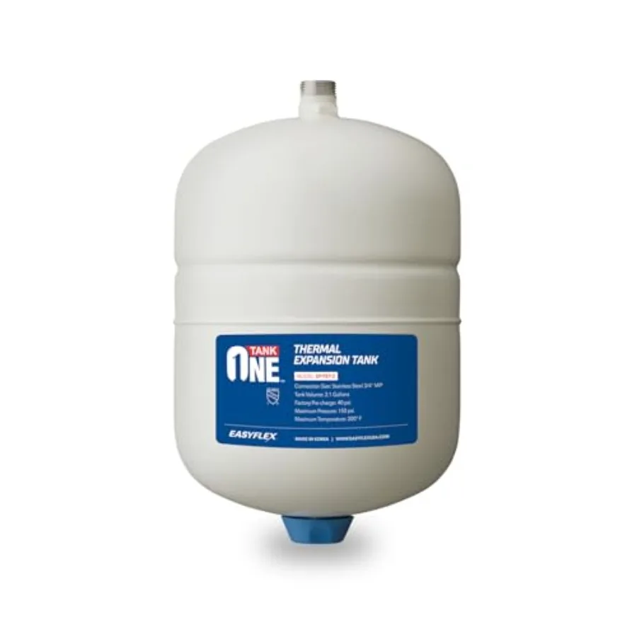 2.1 Gallon Thermal Expansion Tank, 304 Grade Stainless Steel 3/4" MNPT Connection, Butyl Rubber Diaphragm, Prevent hot water fr
2.1 Gallon Thermal Expansion Tank, 304 Grade Stainless Steel 3/4" MNPT Connection, Butyl Rubber Diaphragm, Prevent hot water fr